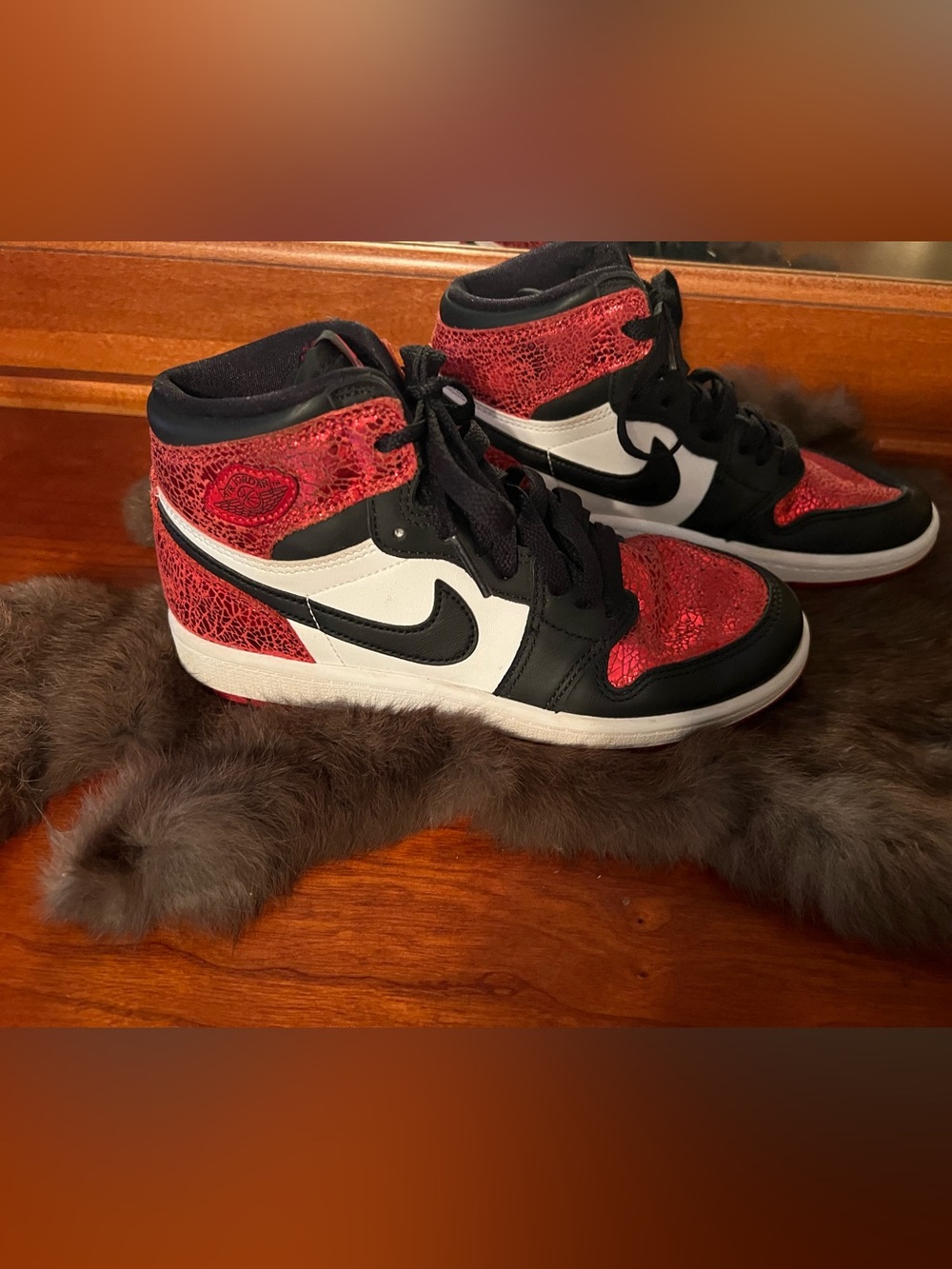 Nike Kids Red, Black & White High-Top Sneakers